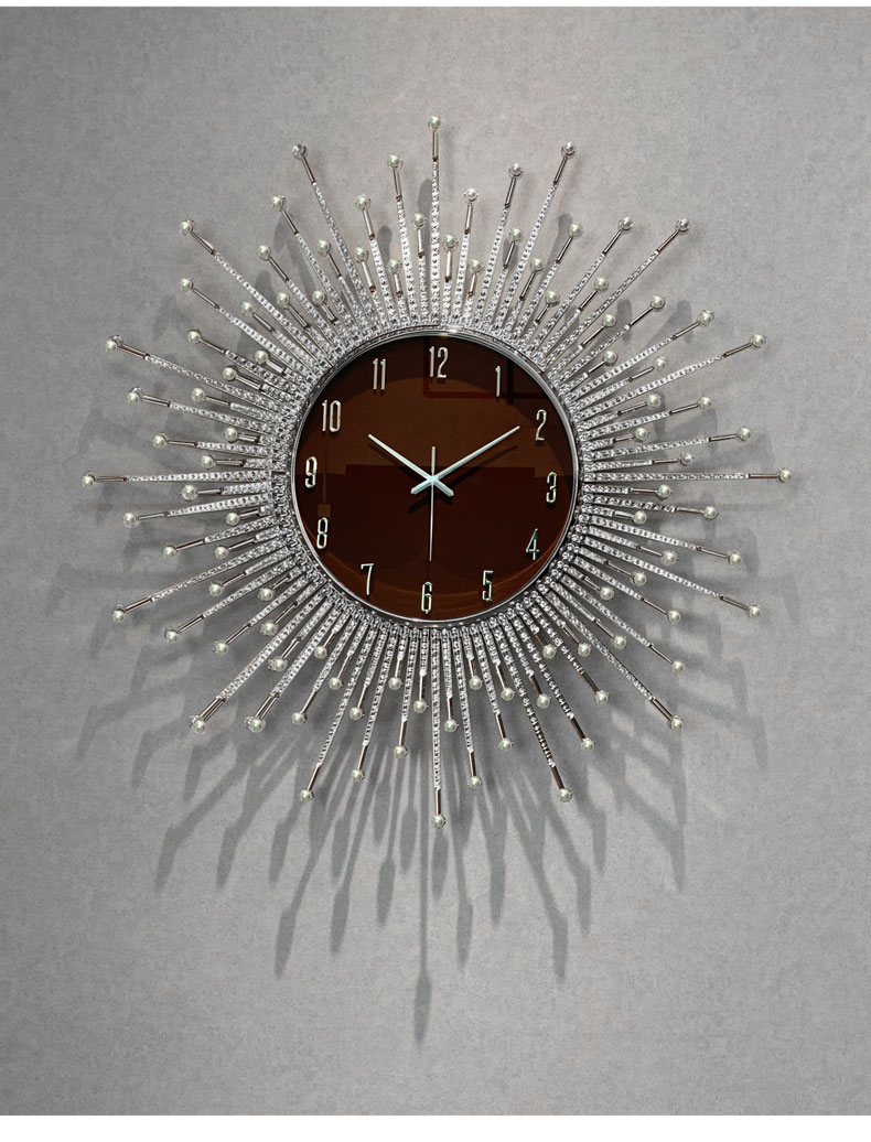 轻奢高端现代简约北欧太阳挂钟客厅玄关时尚装饰钟表家用