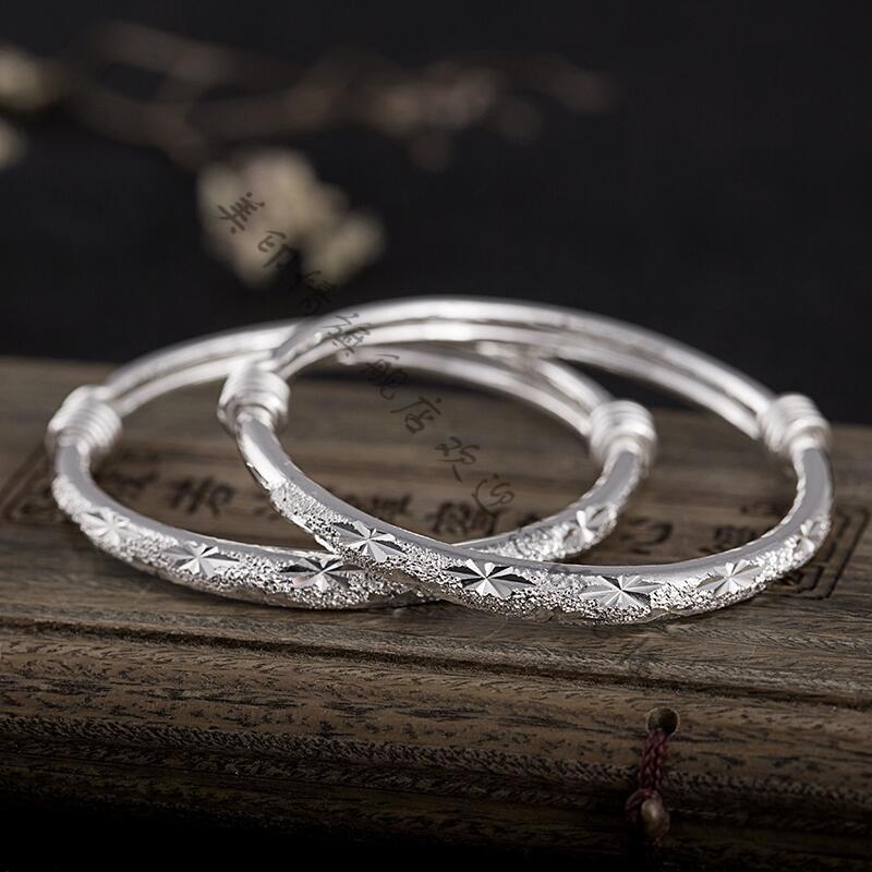 美印情 新生儿银手镯宝宝子s银新生婴儿童小孩月男女银饰网红同款