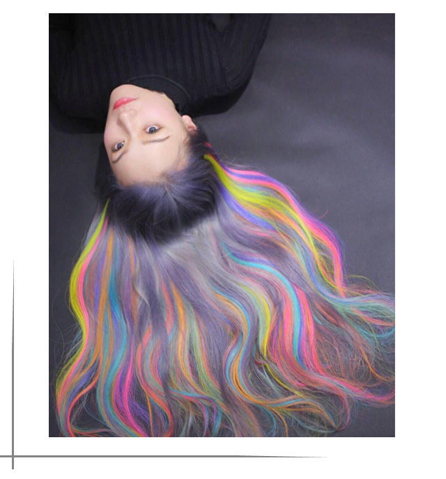 挂耳染发挑染彩色染发膏渐变色漂粉彩虹裙摆隐藏染绿色紫色珀蔓朵绿萝