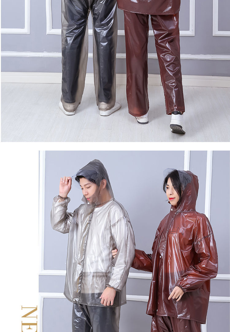 海胶分体式雨衣雨裤套装加大厚帽檐全新料垂钓徒步骑行旅游雨衣套蓝色