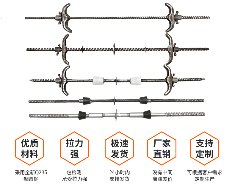 止水螺桿三段式止水螺桿三節防水穿牆對拉通絲桿m12雙頭加長螺栓標價