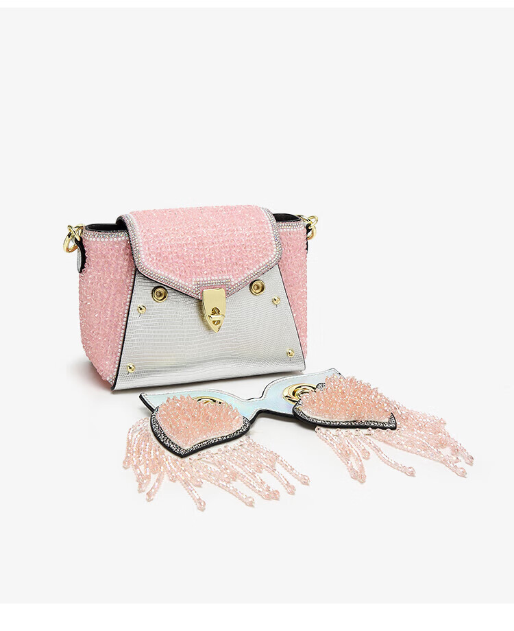 2022新款牧赛琳猫头鹰女包 质感粉色流苏猫头鹰包包女夏天手提包 粉色