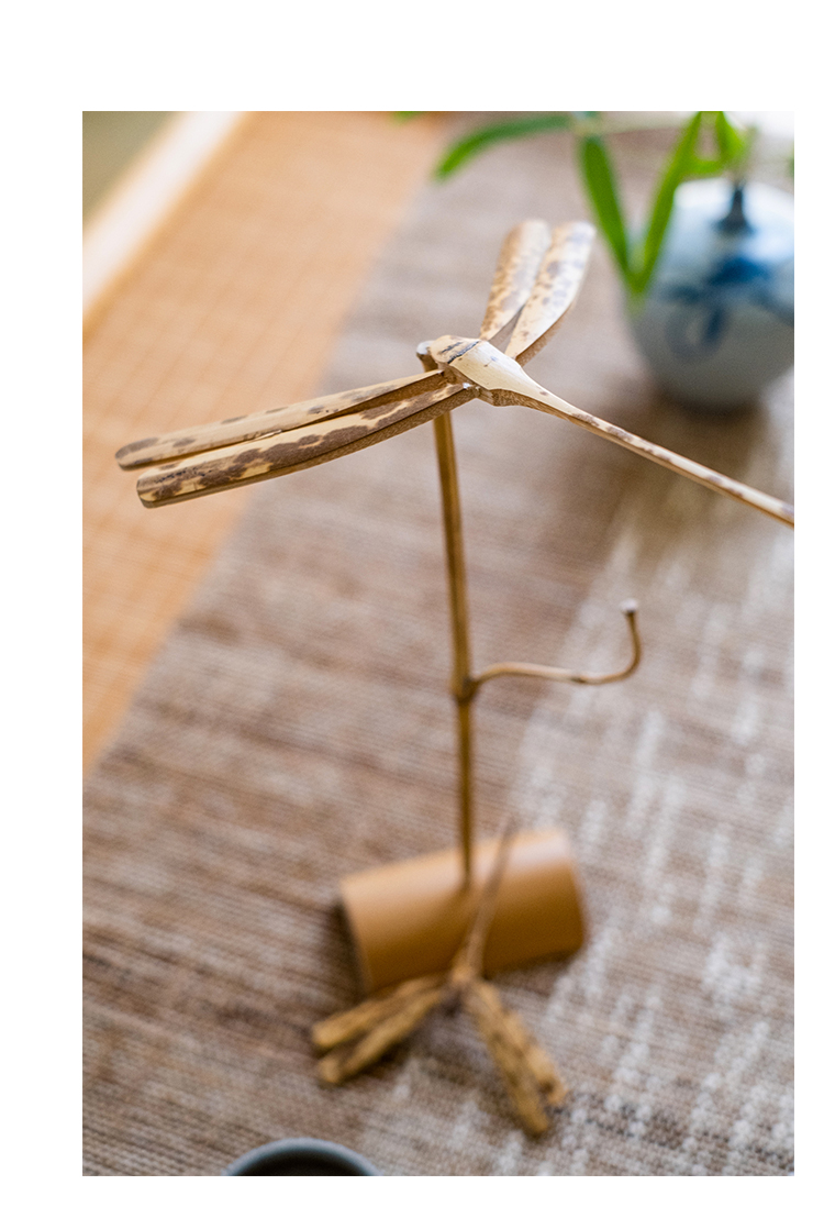 掬涵平衡竹蜻蜓茶道摆件手工怀旧工艺品茶室雅玩桌面装饰品礼物竹蜻蜓