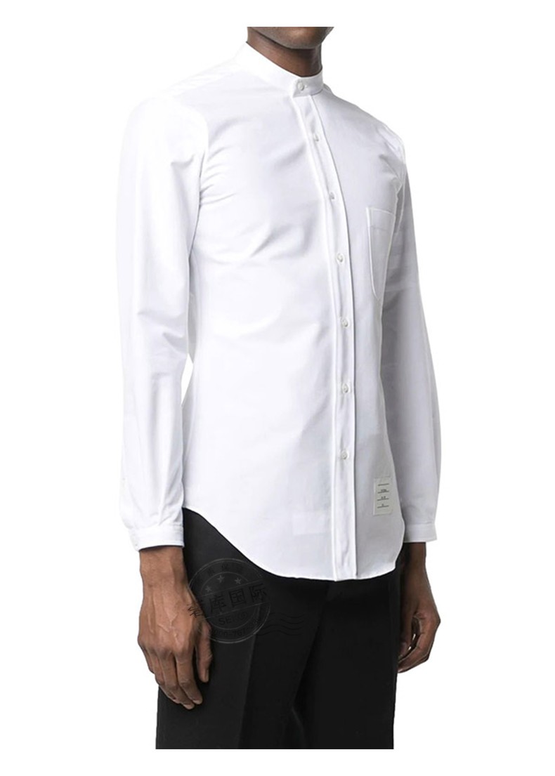 thom browne汤姆布朗 男装经典纽扣羽绒领长袖衬衫 mwl163a 06496 100