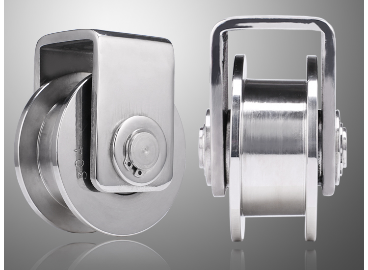 304不锈钢轴承滑轮钢丝绳滑轮uv型槽轮轨道轮起重移门推拉门滑轮201