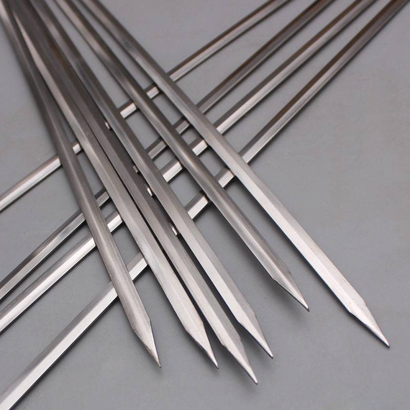 烧烤钢签加厚 304不锈钢烧烤签40cm宝剑型加宽加厚工具配件钢钎子商用