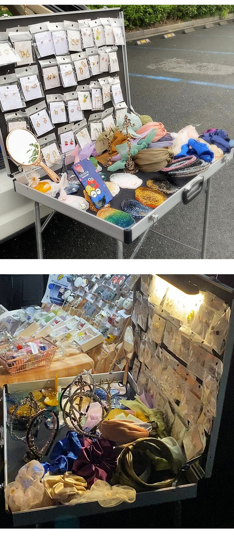 饰品展示架摆摊可折叠便携移动耳环首饰铝箱摆摊箱夜市摆地摊神器