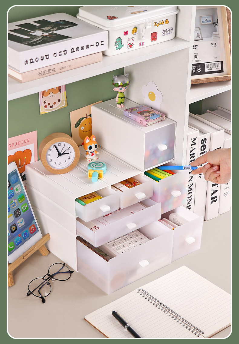 wsng2022新款书桌上的收纳盒 桌面收纳盒抽屉式宿舍书桌上杂物抽拉