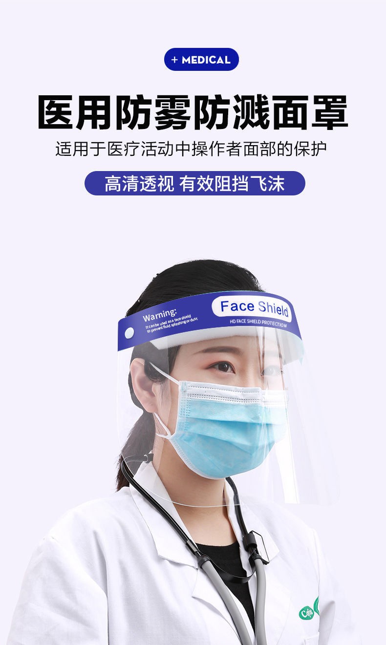 小孩儿童宝宝防飞沫全脸防护面罩头戴式护脸罩防疫隔离护目镜成人款1