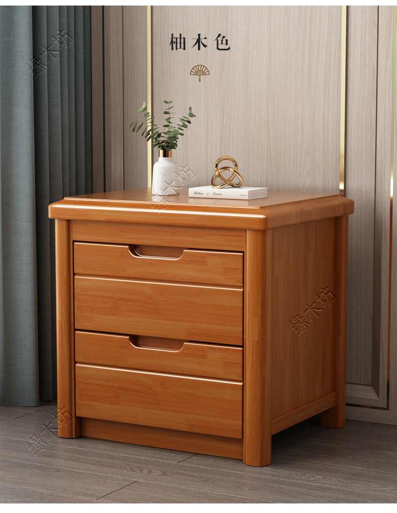 床头柜胡桃木简约现代储物柜超窄迷你轻奢卧室抽屉床边柜整装 柚木色