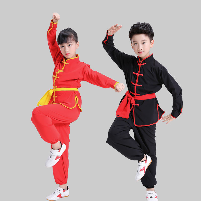 武术服装儿童练功夫套装练武服秋冬太极服女男表演衣服中国风 红色