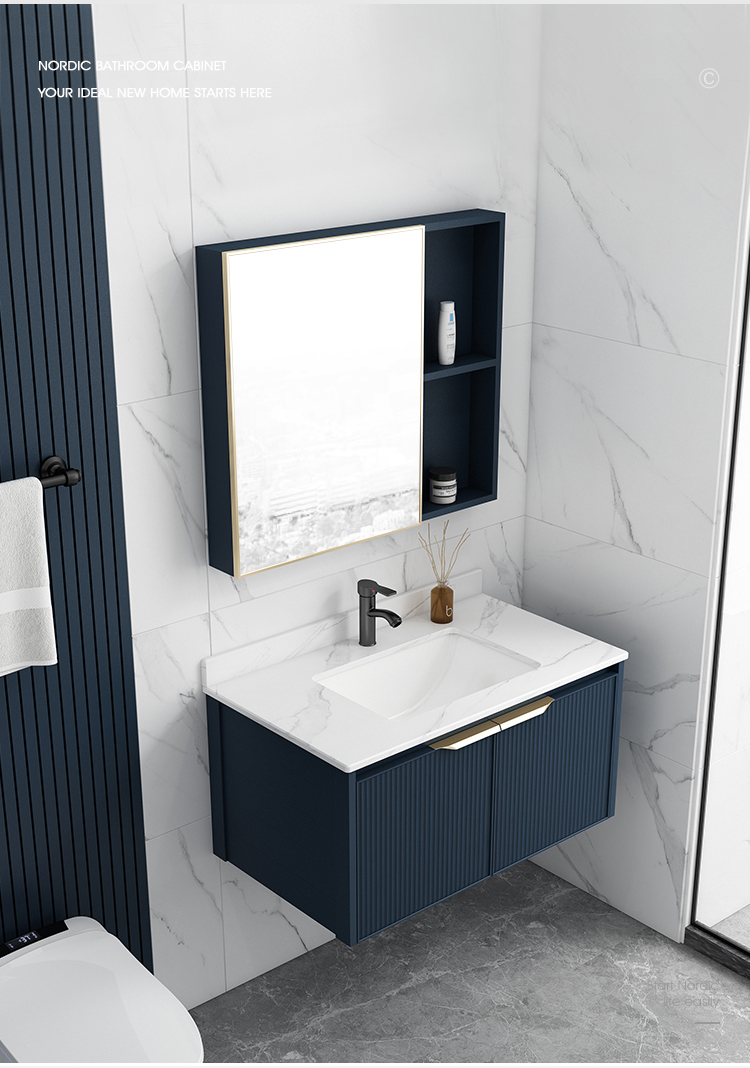 厕所柜子梳洗台套装现代简约卫生间智能洗脸盆洗漱太空铝岩板洗手盆