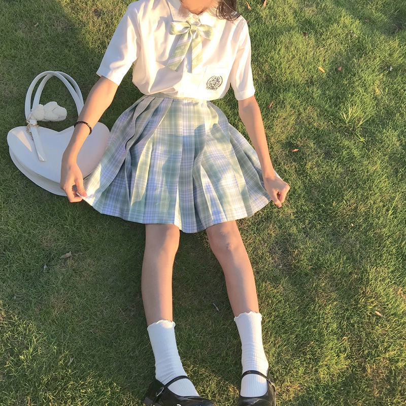 罗马圣仕jk制服成品布百褶格裙日系正统学院风学生仙女半身裙女夏 女