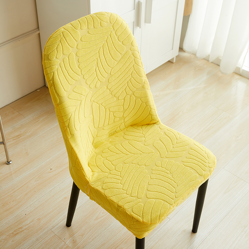素色锦弧形弹力椅子套罩异形餐椅套四季通用凳子套靠背一体家用北欧织