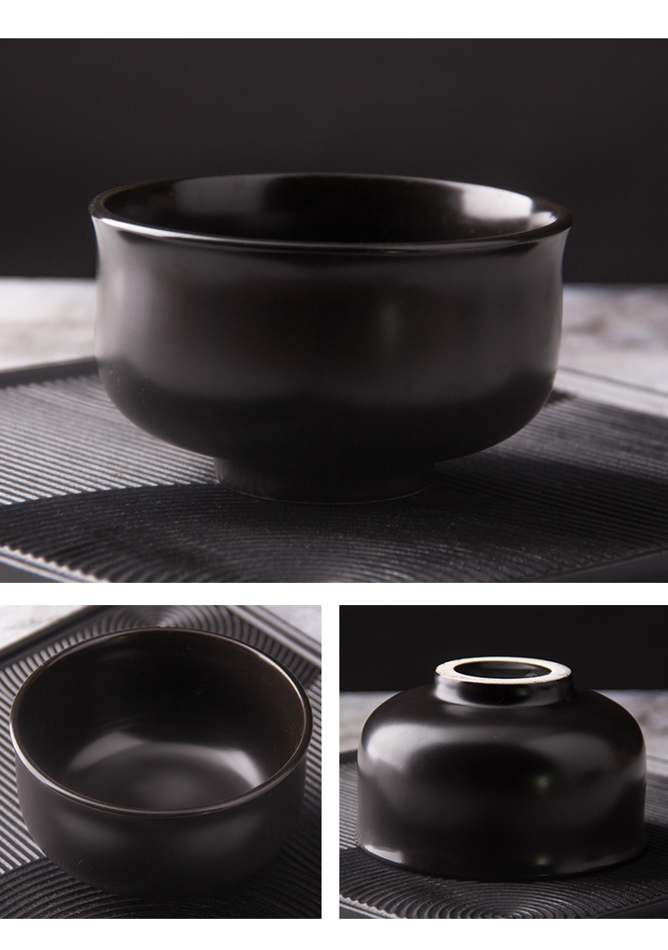 钵盂吃饭碗纯黑色陶瓷和尚碗钵钵碗佛文化居士吃饭碗僧人佛碗陶瓷碗钵