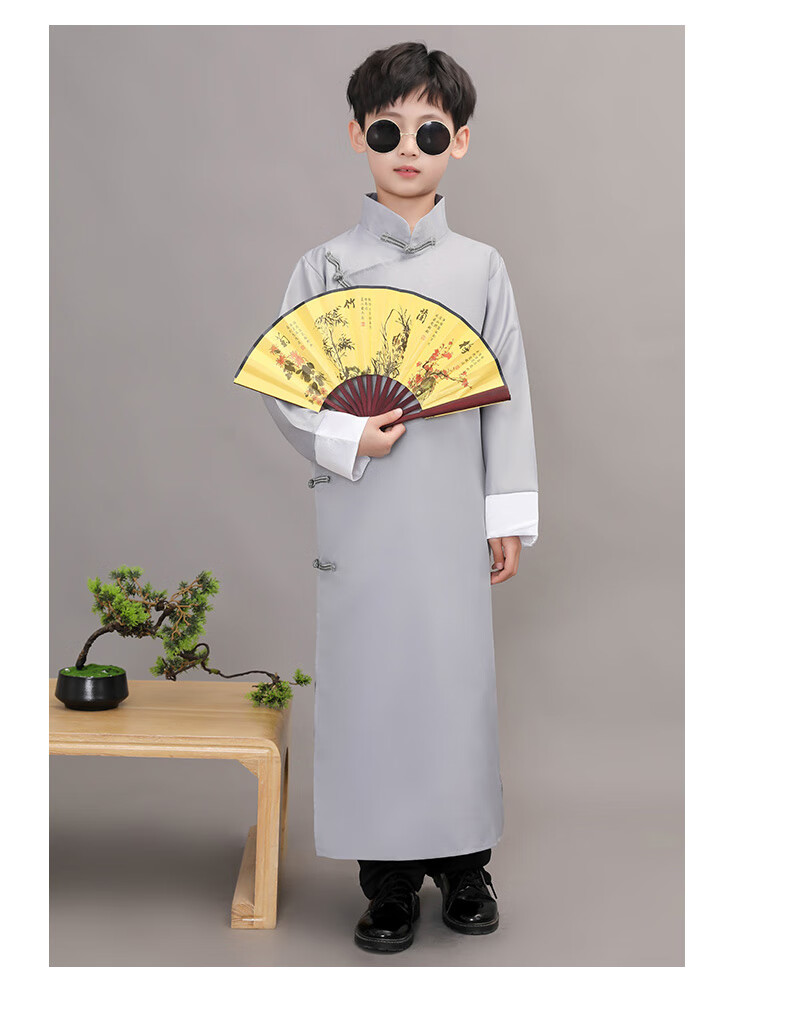 相声大褂六一说书人同款儿童演出服长衫相声服表演服装男女童马褂快板