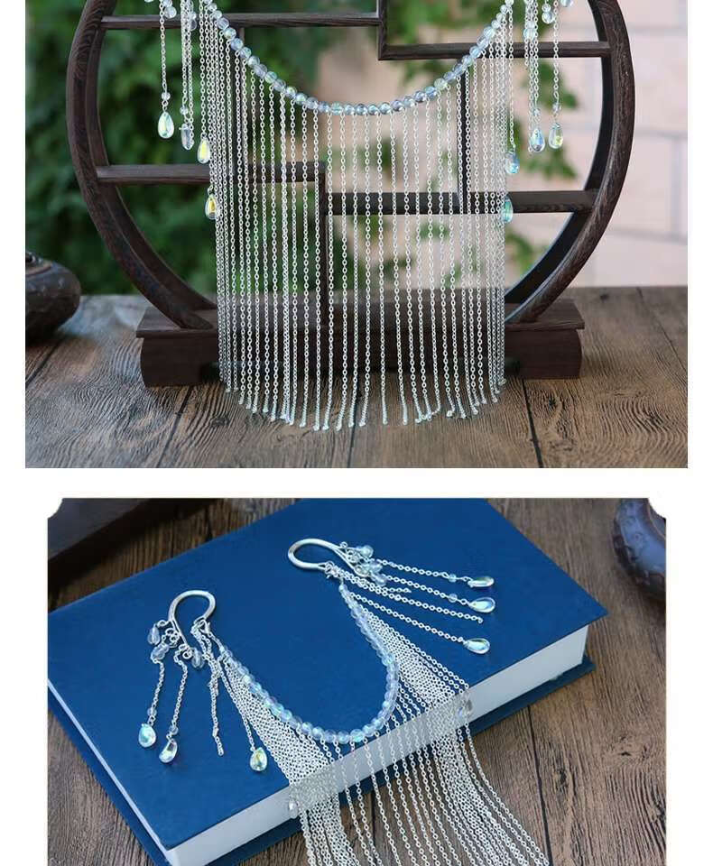 璟道新品面纱古风港小姐汉服面饰遮面流苏遮面帘面纱古风面链面沙古装