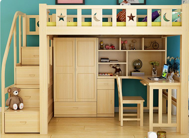 翔赛隆实木多功能床组合高架床梯柜高低床上床下桌带衣柜书架双层床梯