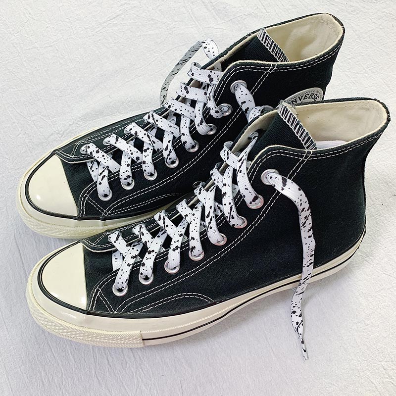 aj1鞋带适用金色七彩黑白泼墨鞋带适配aj1空军一号af1烫金dunk197白底