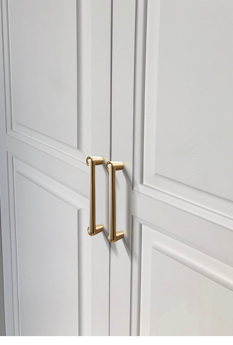 衣柜门拉手现代简约抽屉橱柜门把手轻奢欧美新中式金黄色单孔单孔亮金