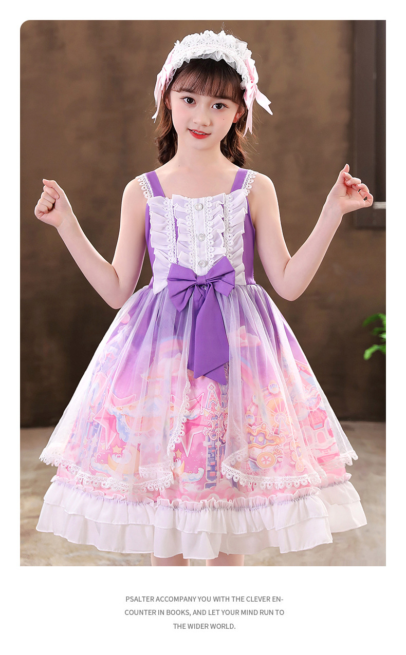皮尔卡丹品牌洛丽塔公主裙女童夏季中大童学生萝莉lolita蓬蓬裙312岁