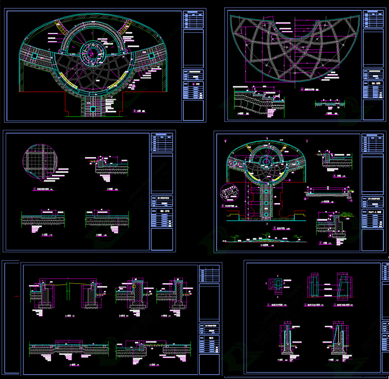 园林景观cad节点大样平面立面剖面设计小品细部施工图纸图库素材