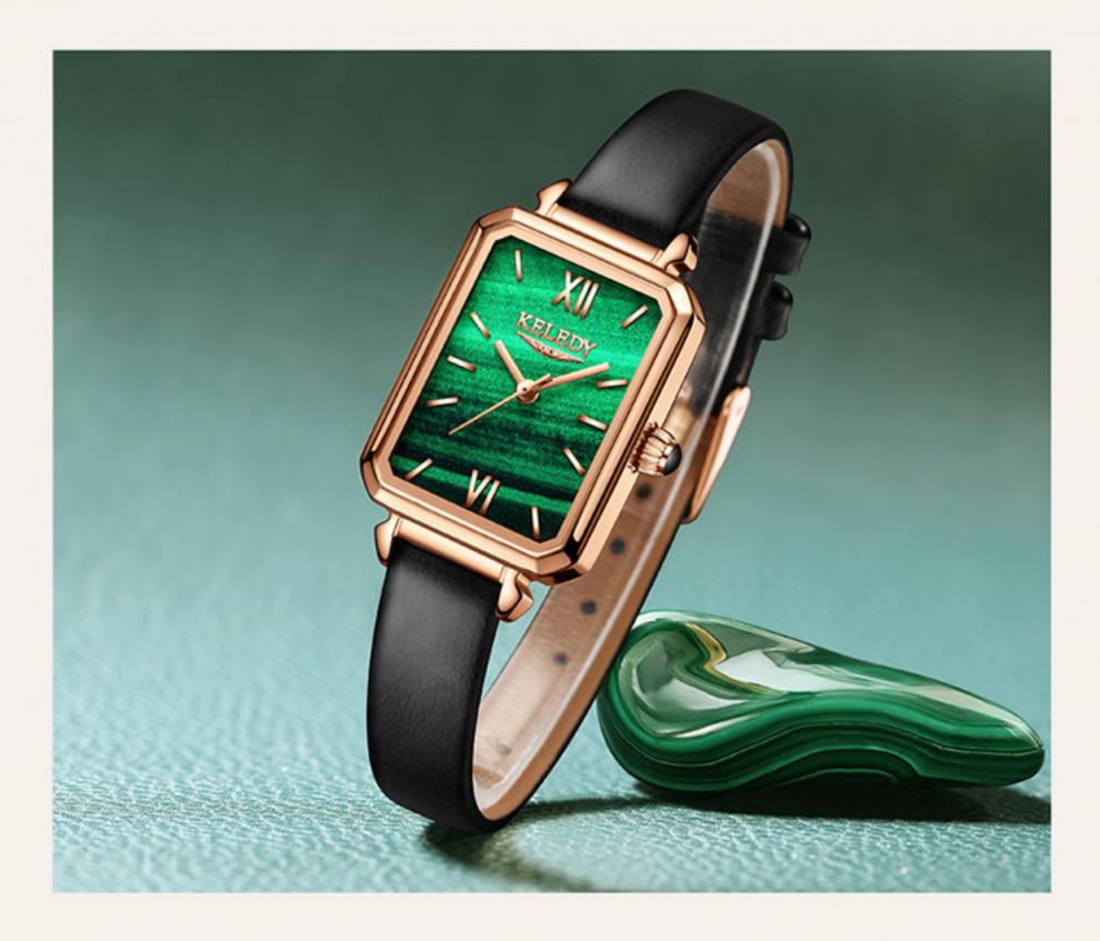 瑞士风小绿表瑞士浪琴瑰丽手表女士方形石英表简约薄小绿表防水皮带女