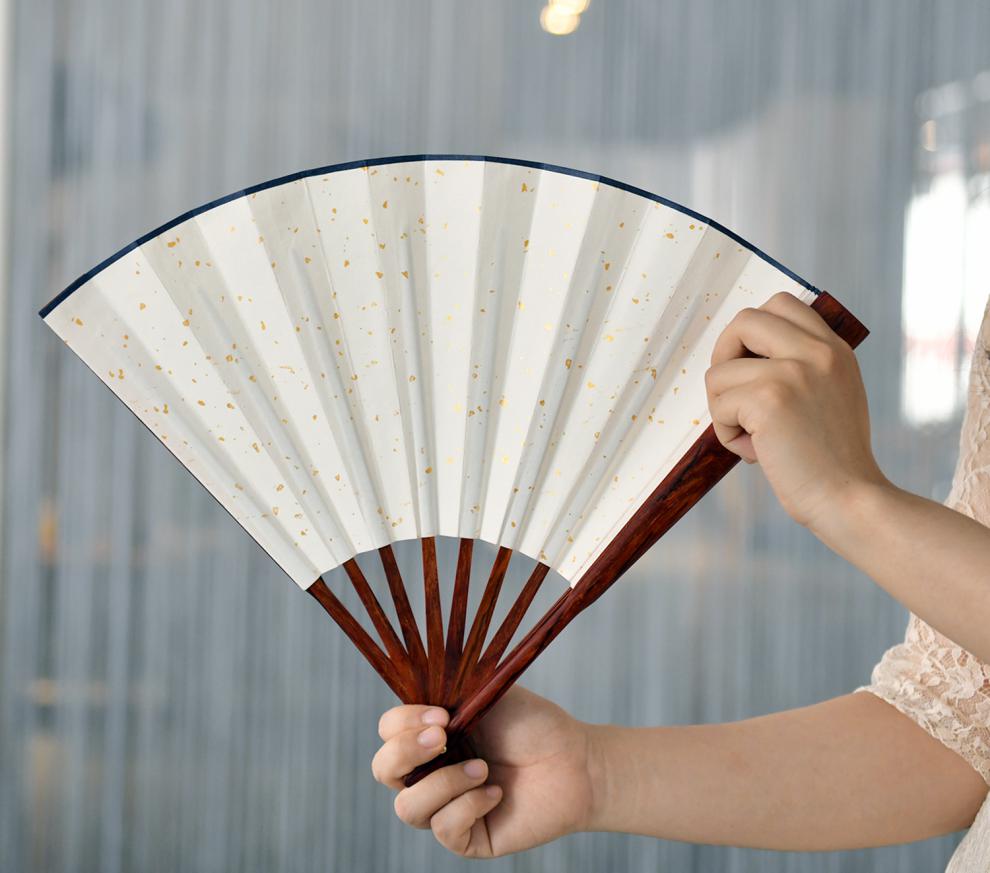 紫檀印度小叶紫檀10寸空白宣纸折扇女 定制8寸中国风紫檀扇子红木礼品