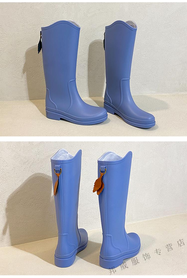 雨靴女潮流时尚款外穿防水鞋软底中筒胶鞋女士水鞋柯比登天蓝色高筒36
