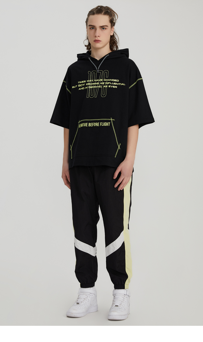 【预售】boy london 2020春黑老鹰连帽卫衣套头印花短袖卫衣b201nb1