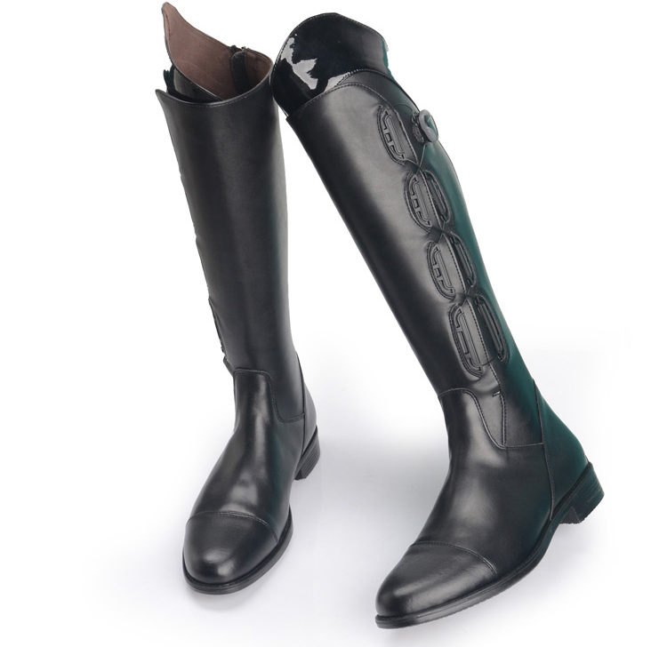 年终钜惠马术服饰马术装备可调节腿围长靴头层骑马比赛训练障碍靴长靴