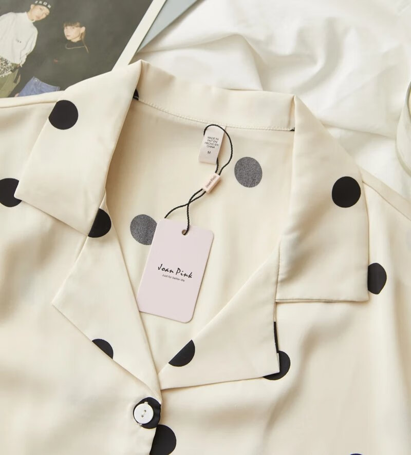 miss ponyo睡衣女夏季牛乳啵啵短袖波点甜美家居服两件套冰丝 牛乳白