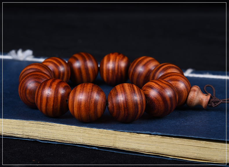 檀福匠赞比亚黄花梨手串斑马木佛珠小孔20时尚流行男女款手链小孔25cm