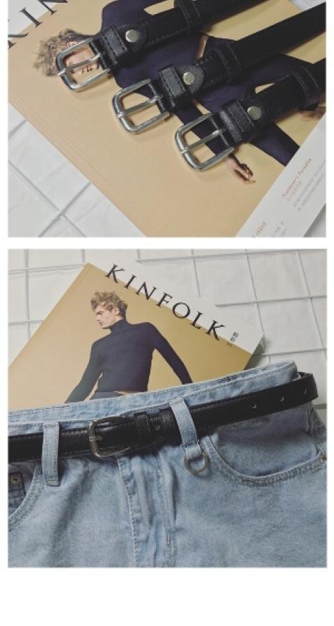 细腰带男新款黑色细皮带男士韩版潮时尚百搭针扣细腰