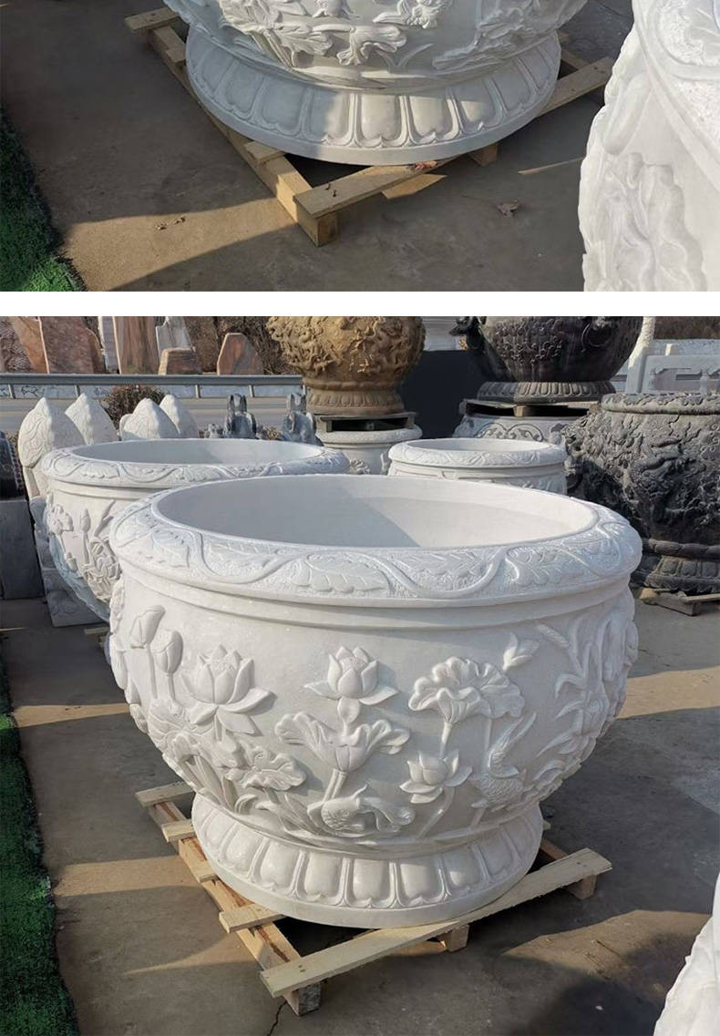 花盆鱼缸现代中式别墅户园石头水缸户外石缸a款直径60cm不含运费