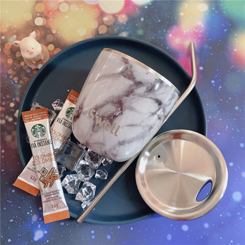 swell马克杯swell桌面杯带盖随行杯马克杯保温便携ins风不锈钢吸管