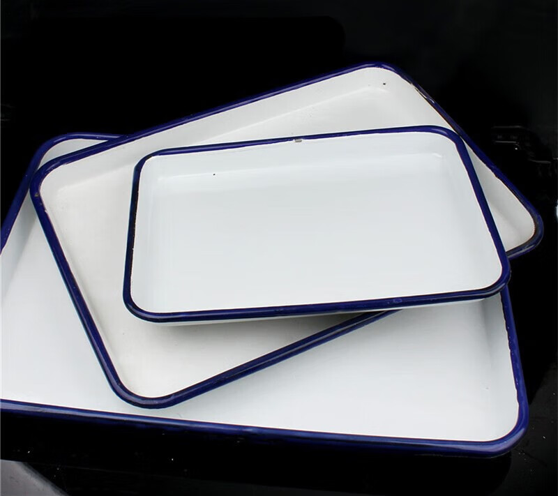 托盘搪瓷处理加厚搪瓷盘长方形搪瓷盘子搪瓷茶盘菜盘方盘瓷盘 40x30x