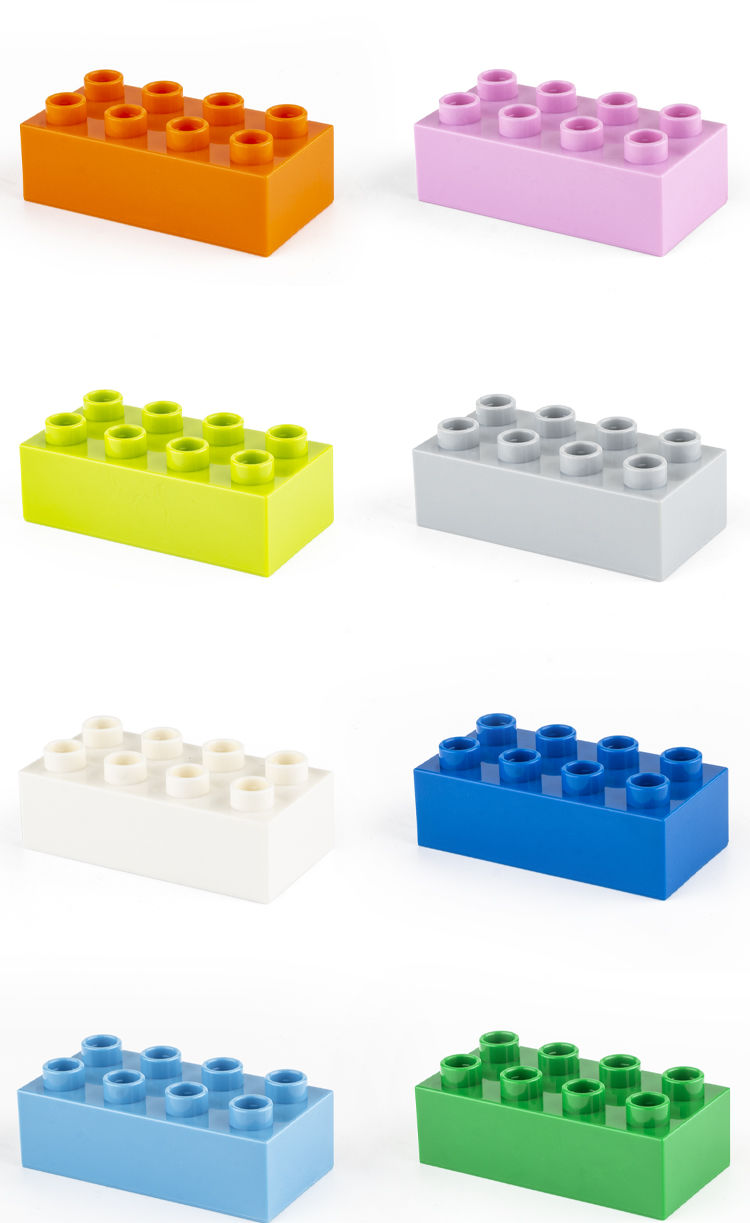 大颗粒积木8孔2x4高砖积木墙积木桌积木散件颜色可选可混大颗粒积木2x