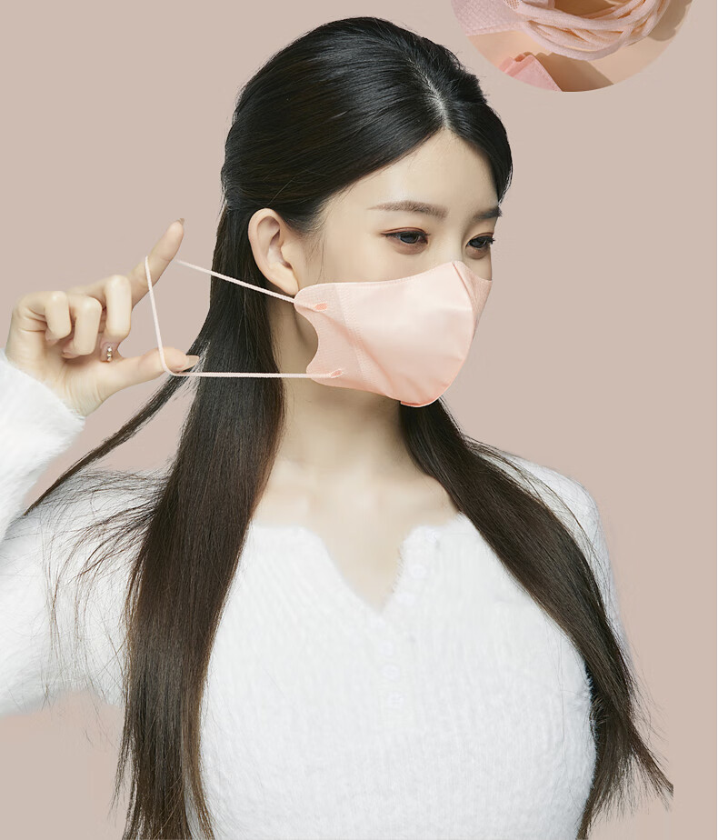 日本防脱妆口罩乐天3d立体粉色莫兰迪薄款透气张子萱女美颜高颜值