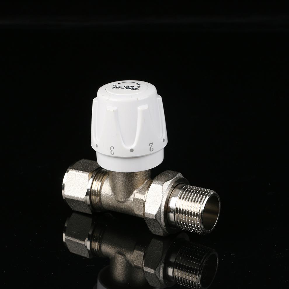 铝塑温控阀地暖管pert卡套式ppr手动角阀直阀暖气散热器调温 16*1/2卡