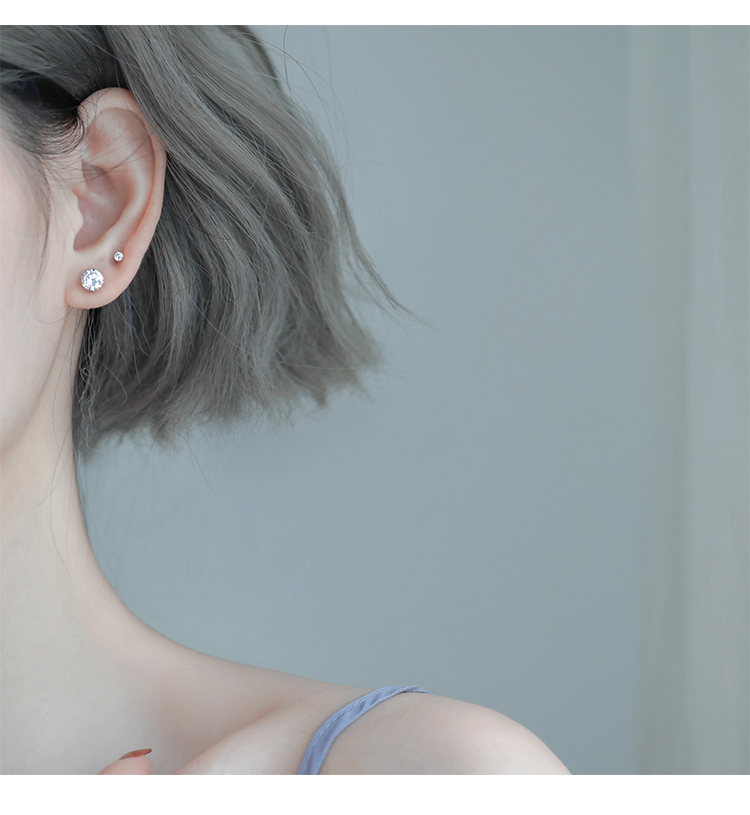 适合小耳垂的925银耳钉单钻女生简约小巧小耳垂耳环睡觉免摘养耳通体