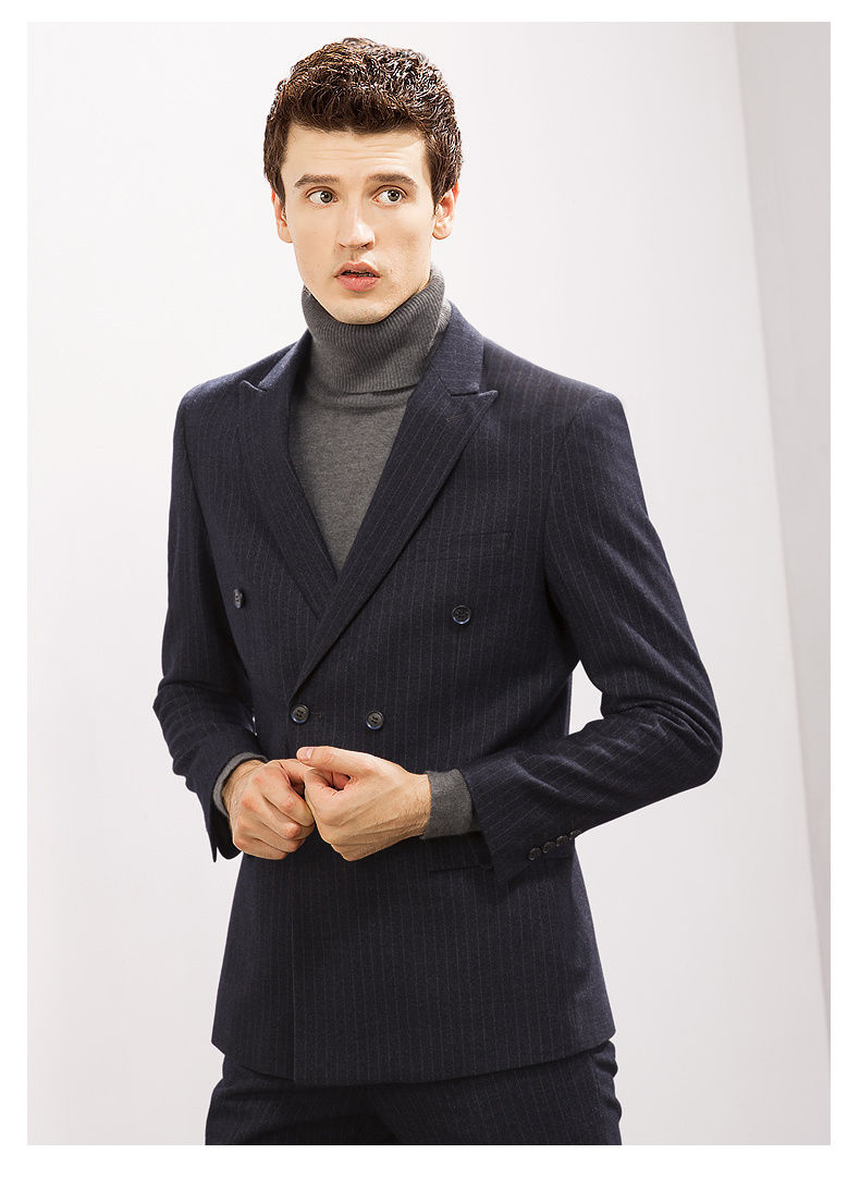 瓷俪新品双排扣西装男秋冬西服套装男士商务休闲双排扣西装英伦外套男