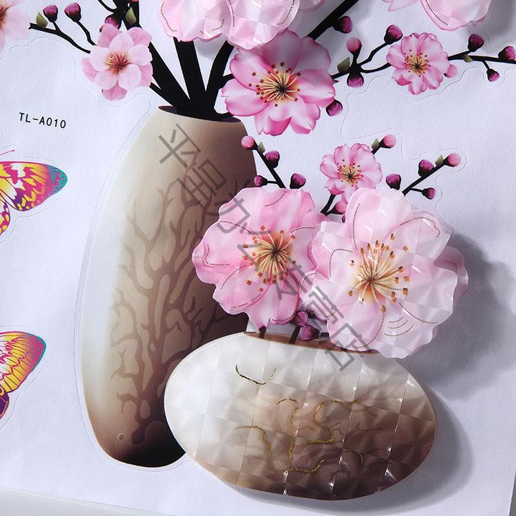 新品抖音同款墙贴补洞3d自粘立体仿真花瓶贴画贴花防水贴纸装饰冰箱贴