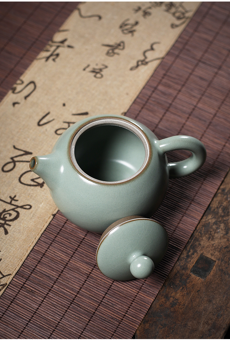 汝窑泡茶壶西施壶大号手工冰裂釉青陶瓷单壶功夫茶具中式复古家用雅青