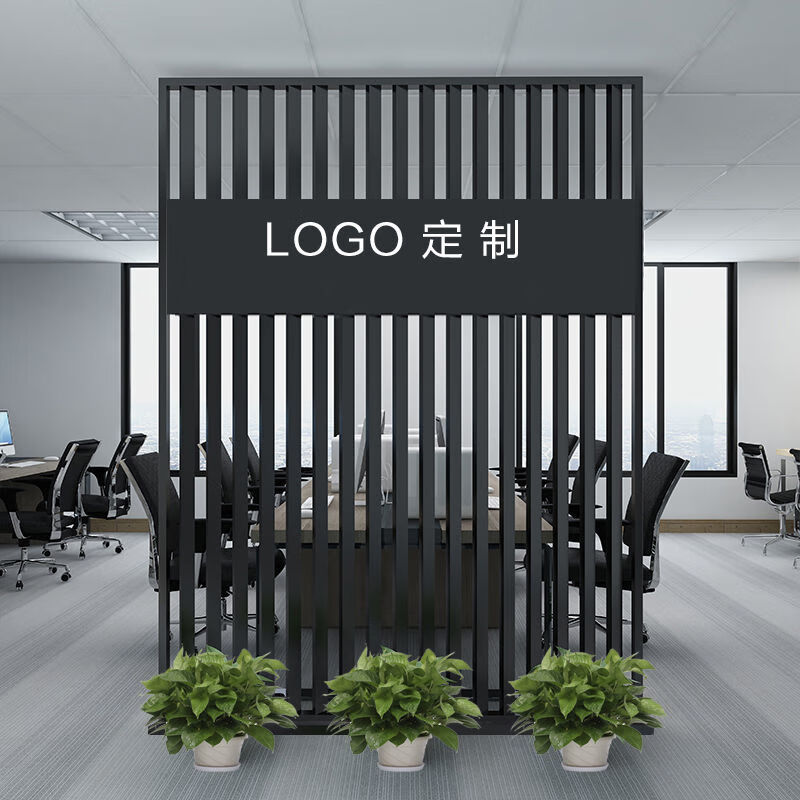 定制办公室隔断墙公司玄关logo背景墙前台进门格栅镂空形象墙定制