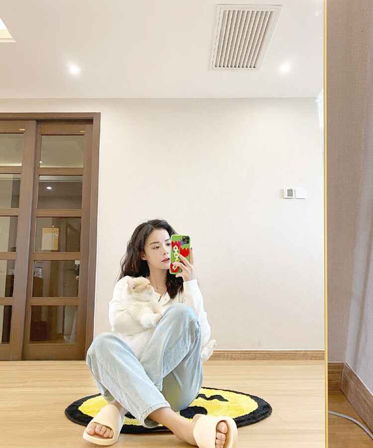 自拍显高女美颜拍照大落地镜子全身穿衣镜金色70170cm调节显瘦支架超