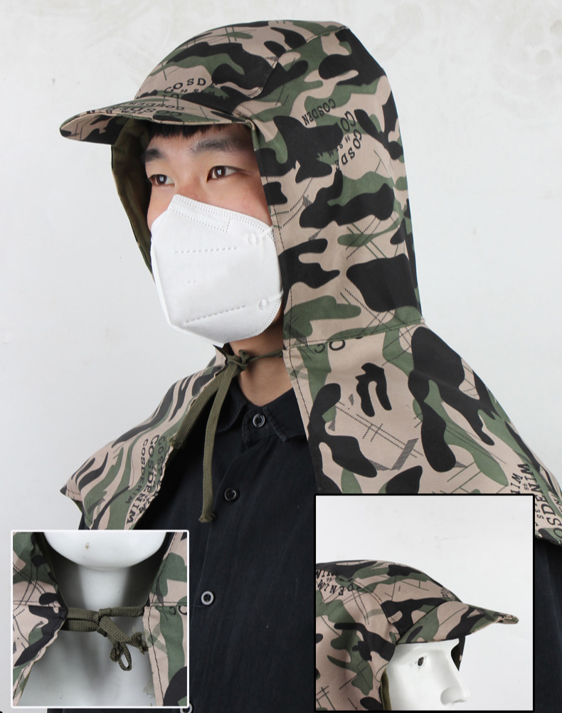 风帽工作帽防尘帽系带工厂披肩帽装卸工男女劳保头套透气防灰防粉牛仔