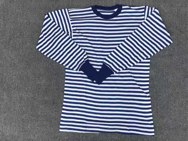 细熙 男春秋13/14老款海魂衫依翎蓝白条纹长袖纯棉针织海军衫特战海军