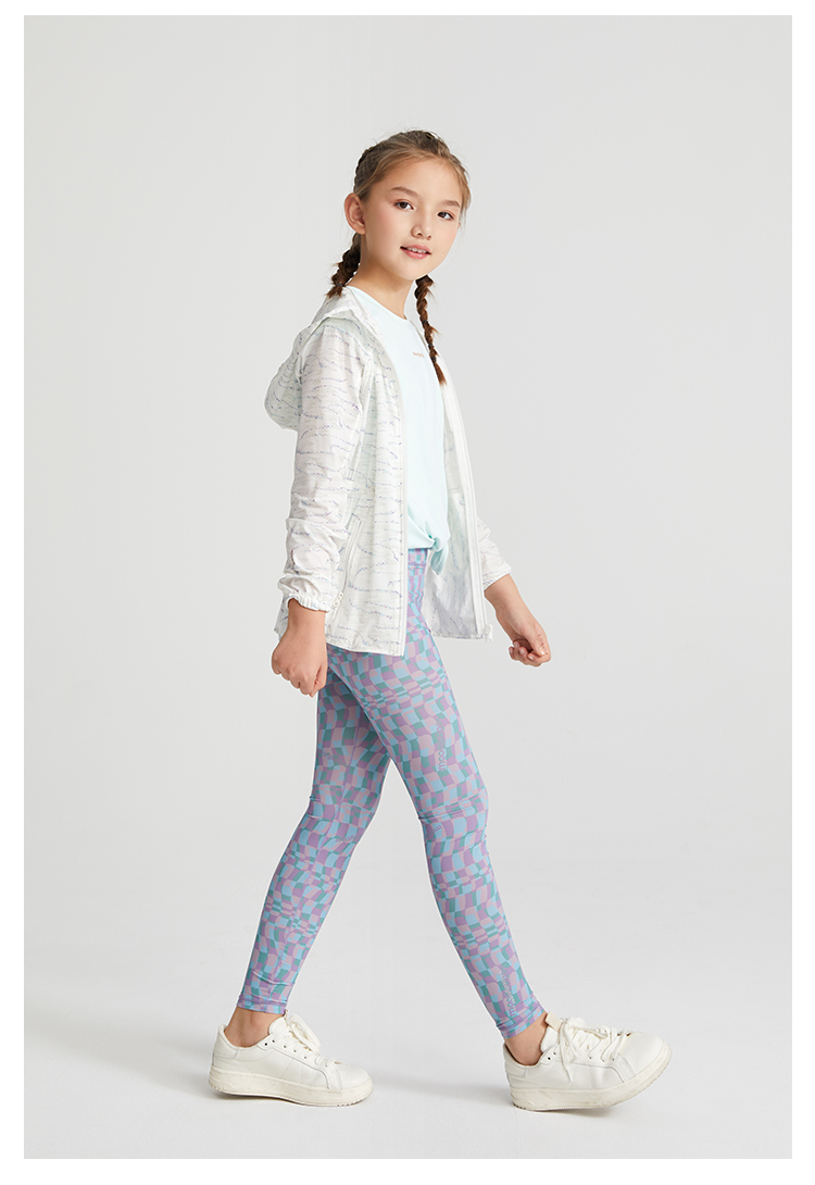 轻薄速干凉感弹力儿童运动舞蹈打底紧身裤子下装小轻风绿花海珊120cm