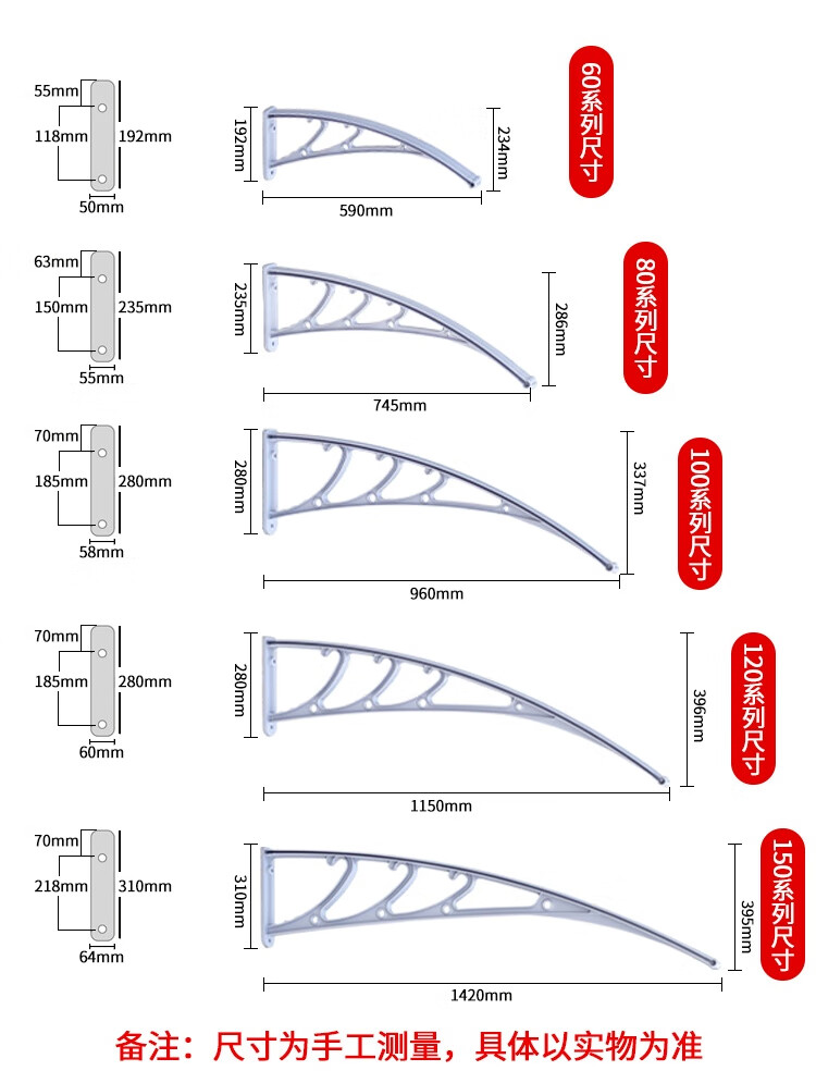 塑钢无声雨棚遮阳棚阳台户外防雨窗户雨搭透明遮雨耐力板空挡雨伸出60